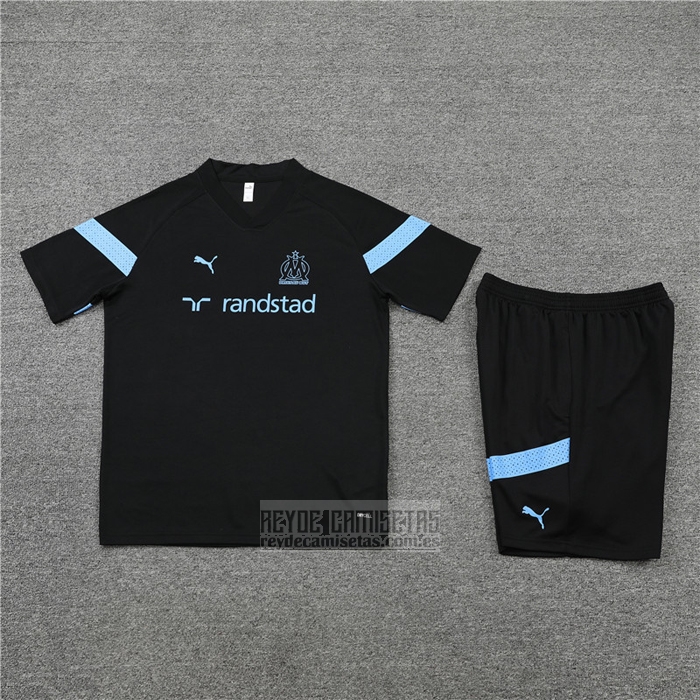 Chandal del Olympique Marsella Manga Corta 2022-2023 Negro - Pantalon Corto
